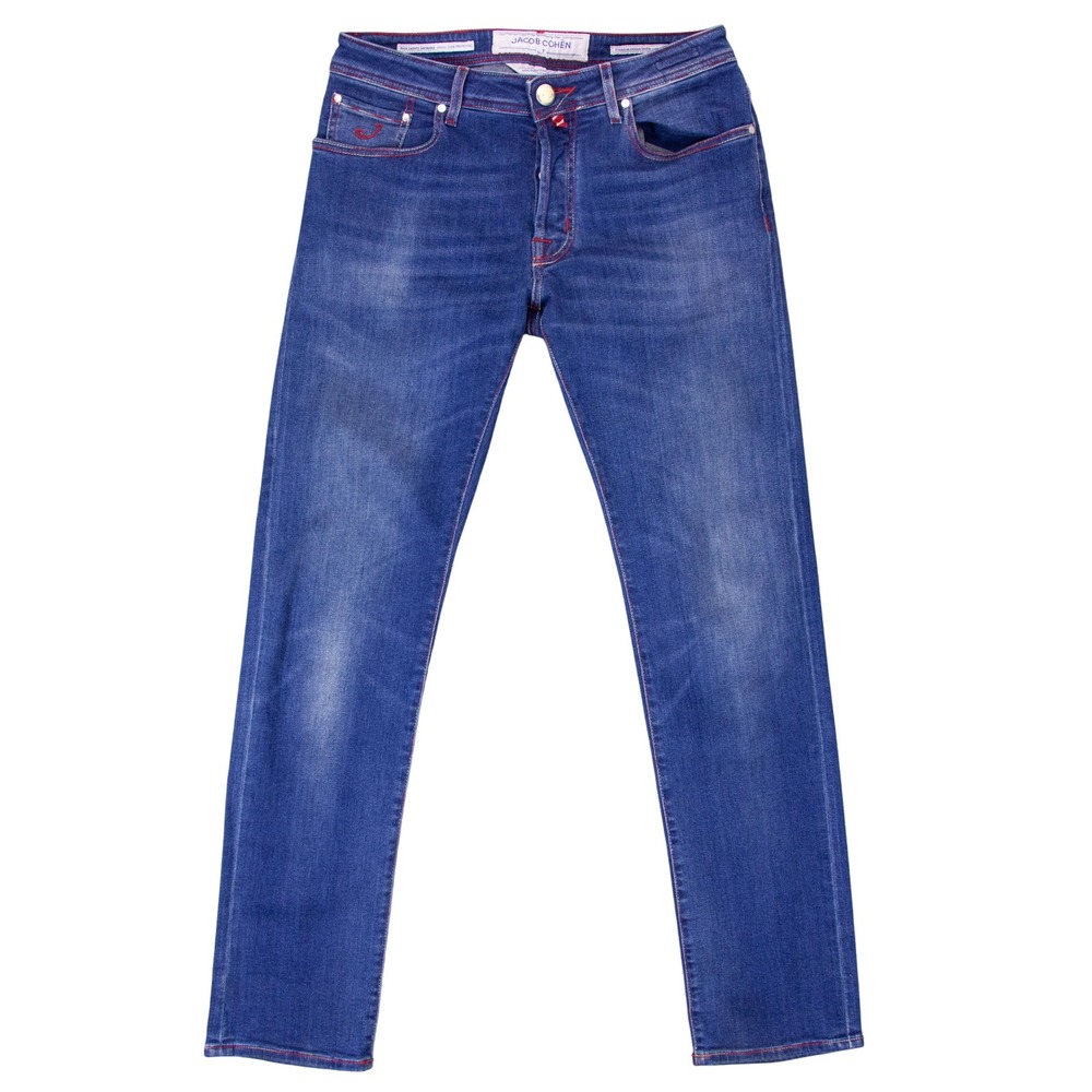 Jacob Cohen J688 Mens 32x32 Comfort Slim Straight Jeans Blue Italian Handmade